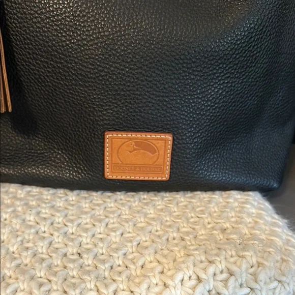 Dooney & Bourke Black and Tan Leather Hobo Bag - Picture 2 of 15